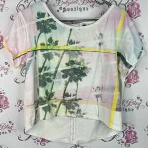 Roxy tshirt tee palm trees cropped shirt Tropical Print Crop Top